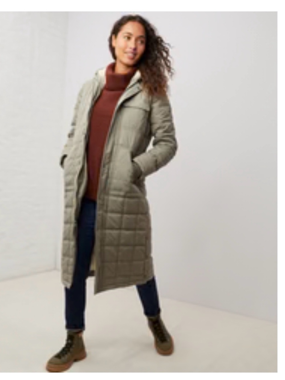 Upwest Sherpa Lined Long Hooded Parka in Ash - Small
